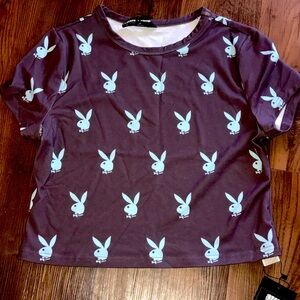 🔥 BRAND NEW WITH TAGS Playboy bunny T-Shirt with Bunny on repeat woman’s small
